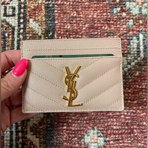 YSL Cassandra Card Case In Grained Leather